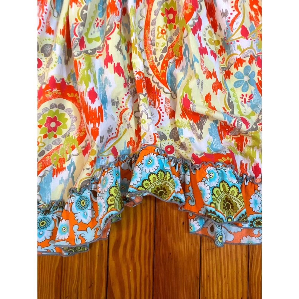 Sage & Lilly Girls Orange Paisley Floral Ruffle Boutique Dress Long Sleeve Sz 5 - Picture 7 of 10